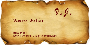 Vavro Jolán névjegykártya